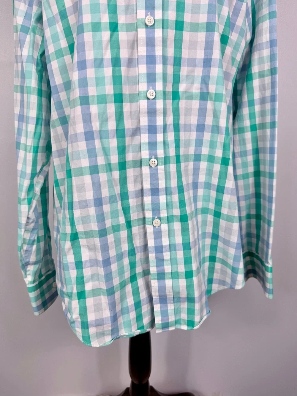 J. Crew men's blue plaid slim fit flex wrinkle free button down shirt size large